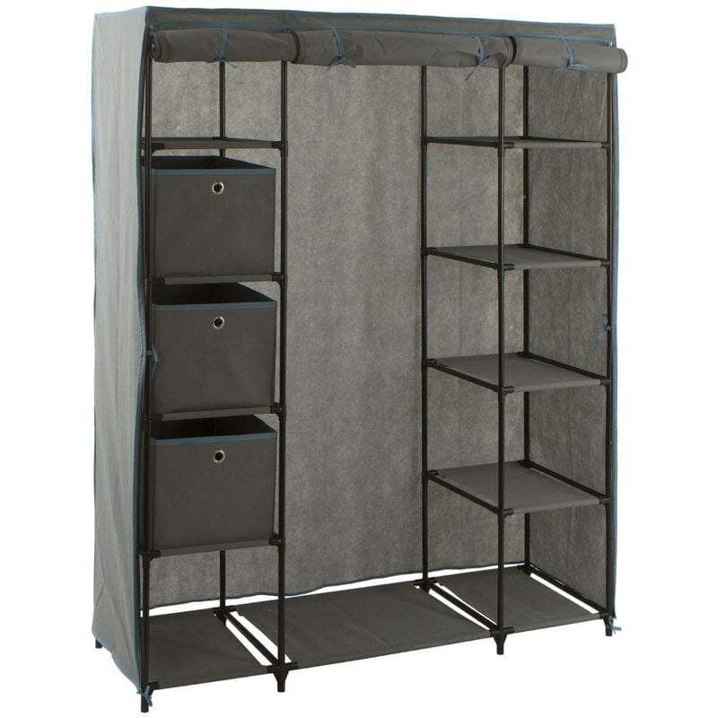 Armoire penderie 3 boîtes tissu gris anthracite - 5five