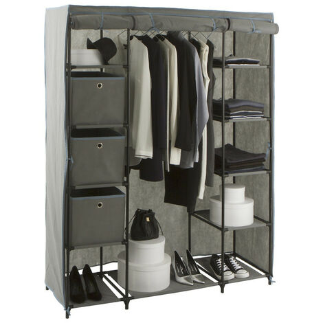 Armoire 1 penderie + étagère grise - Gris