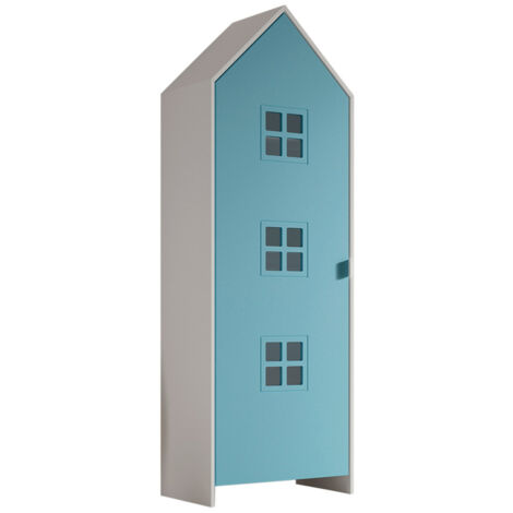 Armoire 1 porte 57,6x37x171,5 cm décor bleu et blanc - CASMY