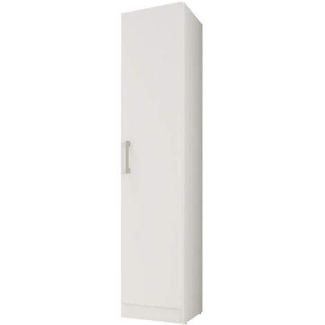 BEAUX MEUBLES PAS CHERS Armoire 1 Porte Blanche Mutifonctions 4 Niches L 35 H 160.6 P 31.5 cm