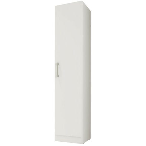 BEAUX MEUBLES PAS CHERS Armoire 1 Porte Blanche Mutifonctions 4 Niches L 35 H 160.6 P 31.8 cm