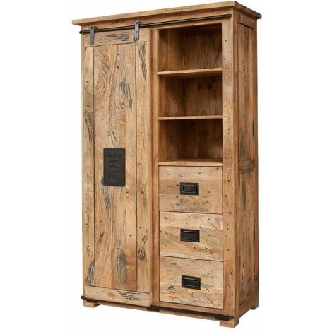Armoire 100x45 Manguier laqué Bois naturel RAILWAY #114