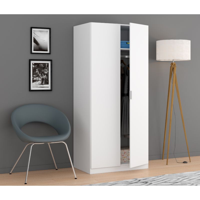 Armoire 180 cm blanc mat 2 portes | Blanc