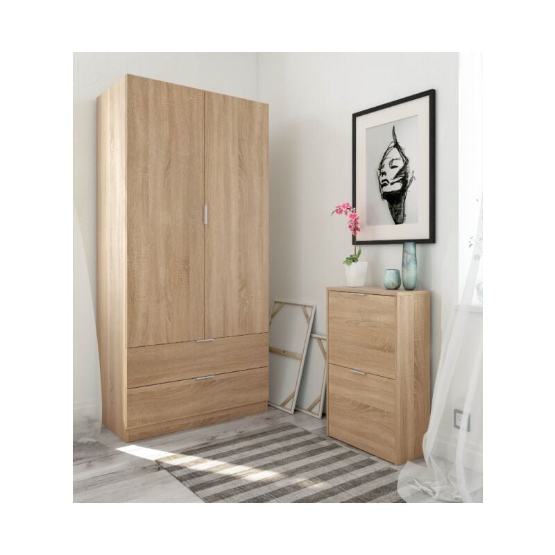 Armoire 180 cm Roble canadien avec deux portes et deux tiroirs | Roble Canadian