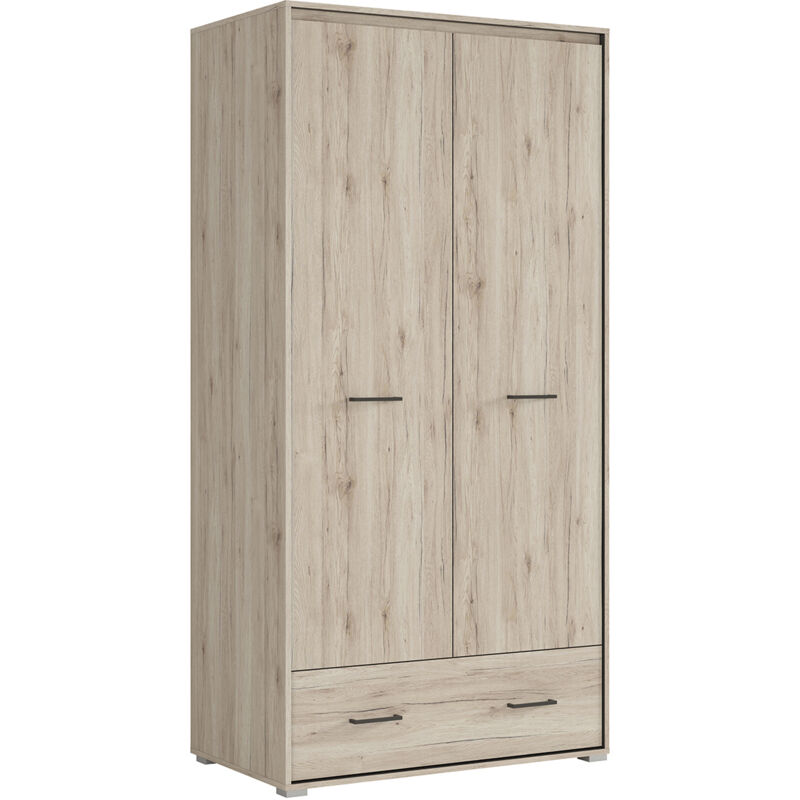 Petits-meubles - Armoire 2 portes 1 tiroir Abriel Bois et Anthracite