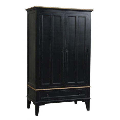 Armoire 2 portes 1 tiroir - Bois - Noir - Interior's