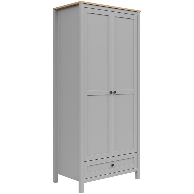 Armoire 2 portes 1 tiroir Juno Gris