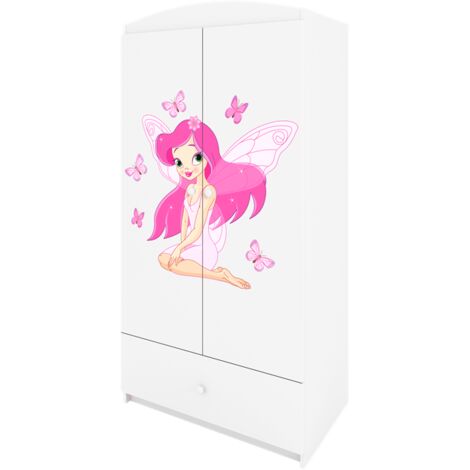Armoire 2 portes 1 tiroir Kocot Kids Babydream La fée aux papillons - Blanc