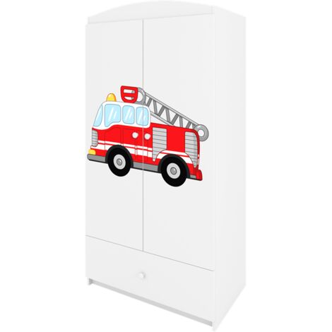 Armoire 2 portes 1 tiroir Kocot Kids Babydream Pompier - Blanc