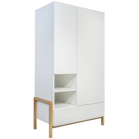 Armoire 2 portes 1 tiroir Kocot Kids Victor - Blanc et Chêne