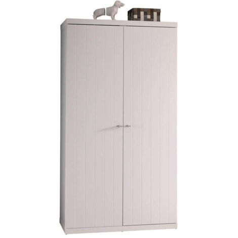 Armoire 2 portes 110x57x204,5 cm laqué blanc - BREVAL