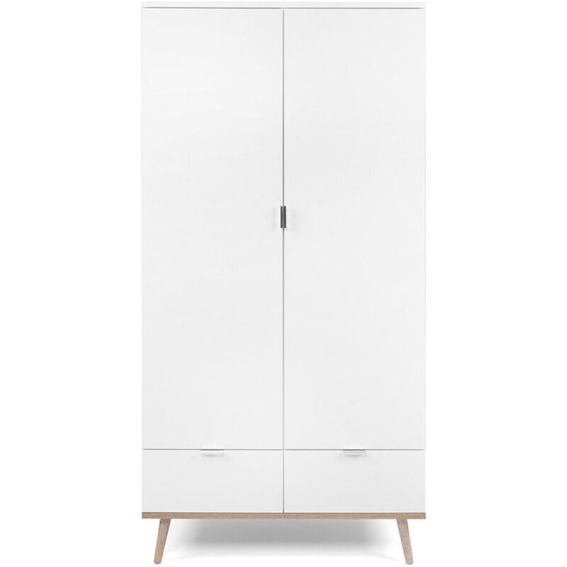 CALICOSY - Armoire 2 Portes 2 Tiroirs avec Penderie H180 cm - COPENHAGUE