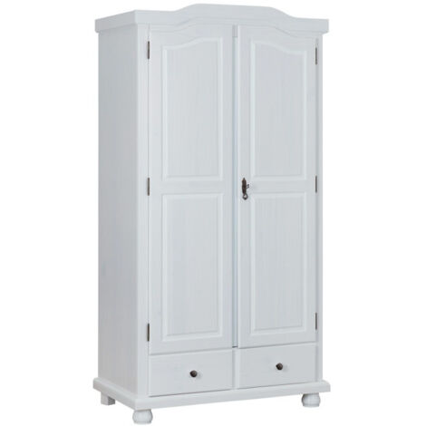 Armoire 2 Portes & 2 Tiroirs "Cama" 198cm Blanc