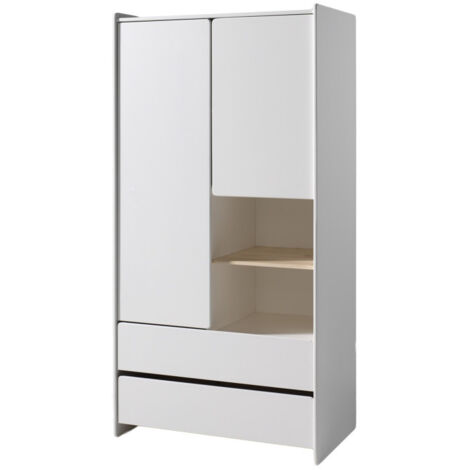 Armoire 2 Portes & 2 Tiroirs "Kiddy" 90cm Blanc