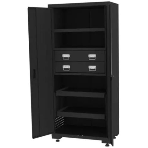 Armoire 2 portes 3 étagères 2 tiroirs Kstools