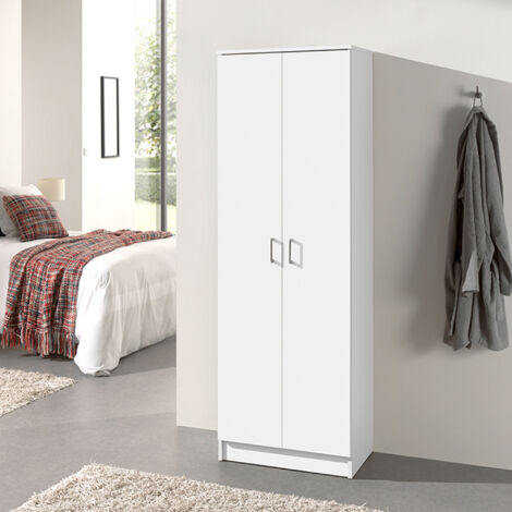 Armoire 2 portes 60x40x180 cm décor blanc - RANGO