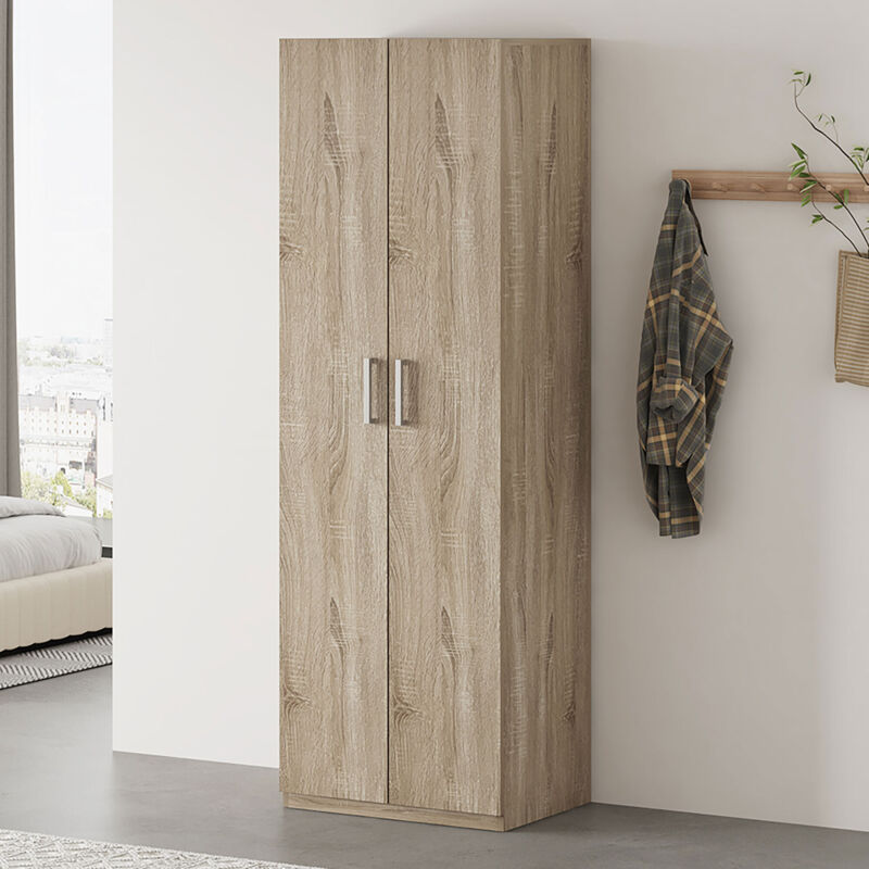 Armoire 2 portes 60x42x180 cm décor chêne - mike Armoire 2 portes 60x42x180 cm décor chêne - mike