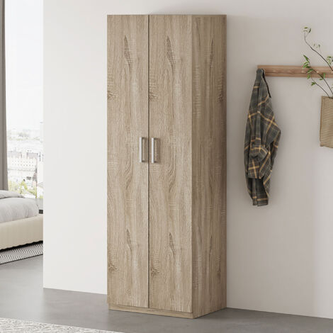 Armoire 2 portes 60x42x180 cm décor chêne - MIKE