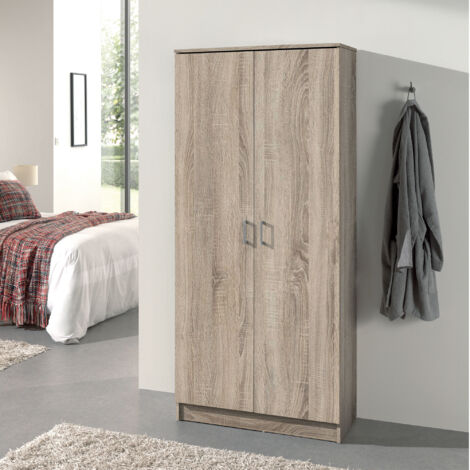 Armoire 2 portes 80x40x180 cm décor chêne - RANGO