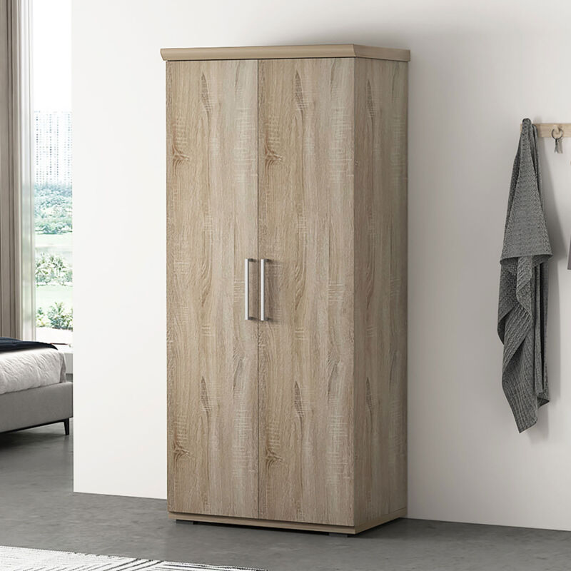 Armoire 2 portes 80x52x183 cm décor chêne - mike Armoire 2 portes 80x52x183 cm décor chêne - mike
