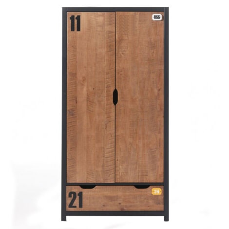 Armoire 2 Portes "Alex" 200cm Marron & Noir