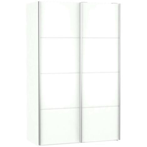 Armoire 2 Portes Andriano, Penderie Chambre 5 Étagères, Porte-manteaux, 64x201,5h cm Blanc