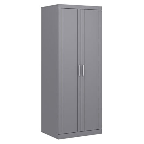 Armoire  2 portes, Armoire de rangement, Armoire chambre GALANO Kimberley , 69.8cm L  X 52.7cm  W  X 180.5cm H  - Couleur gris froid