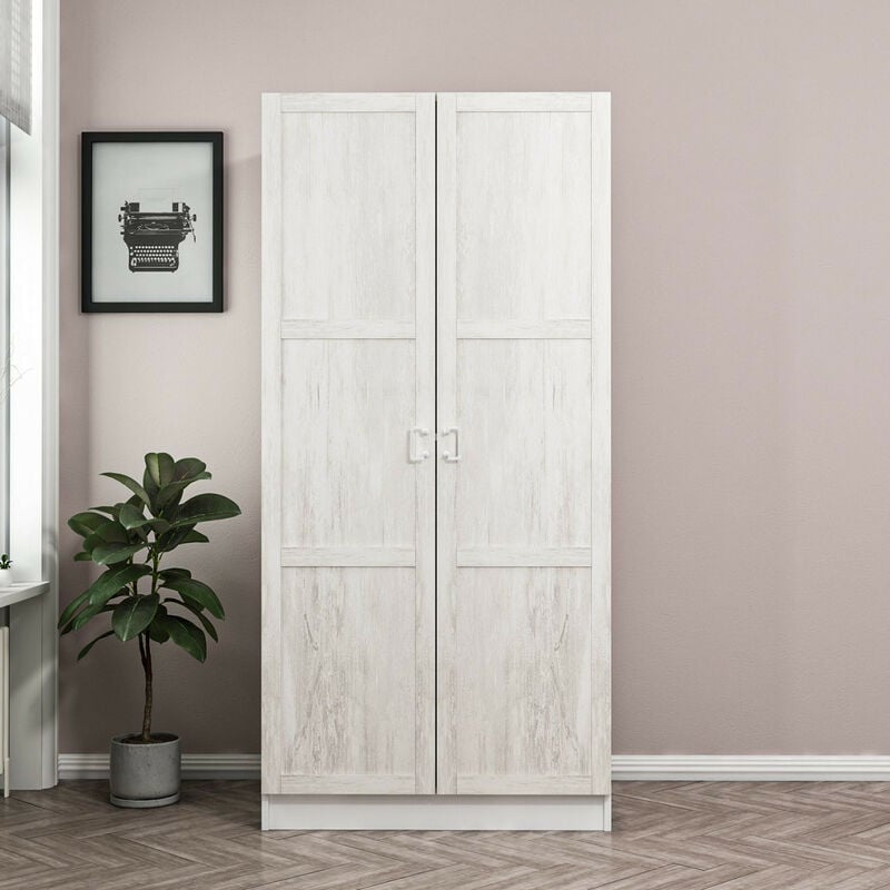 Armoire 2 Portes Blanc Dégrin 190 x 52 x 90