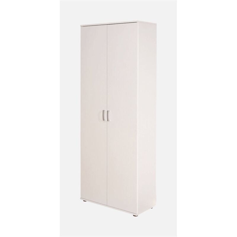 Inter Link - Armoire 2 portes avec étagères, couleur blanche, 70x34x189h