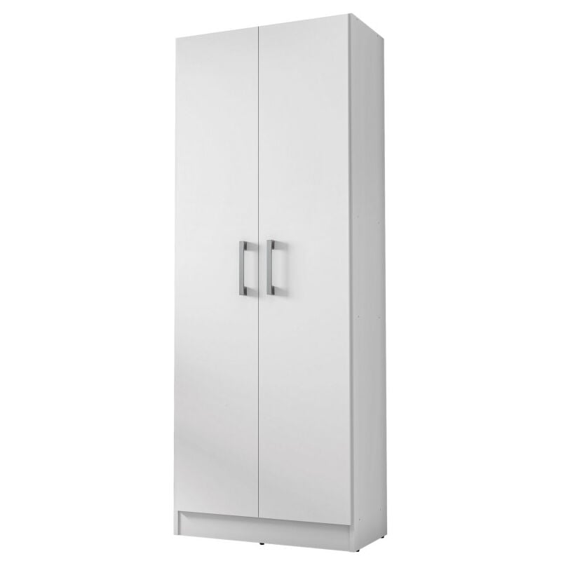 Beaux Meubles Pas Chers - Armoire 2 Portes Blanche Multifonctions 5 Niches l 61 h 160.6 p 31.5 cm