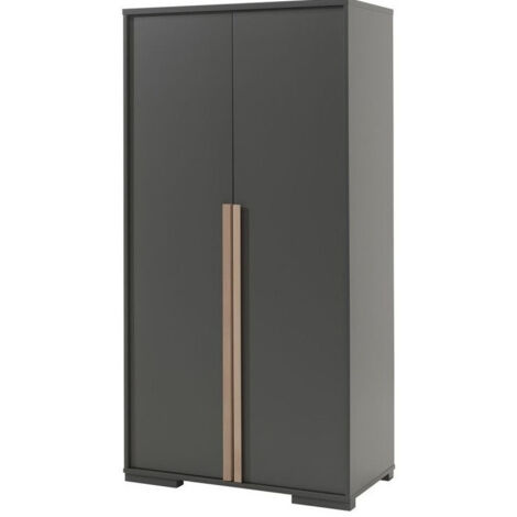 Armoire 2 portes bois hêtre gris anthracite London