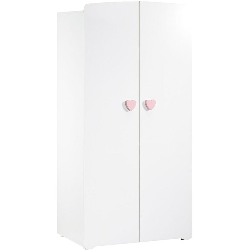 Armoire Basic 2 portes boutons rose babyprice - color