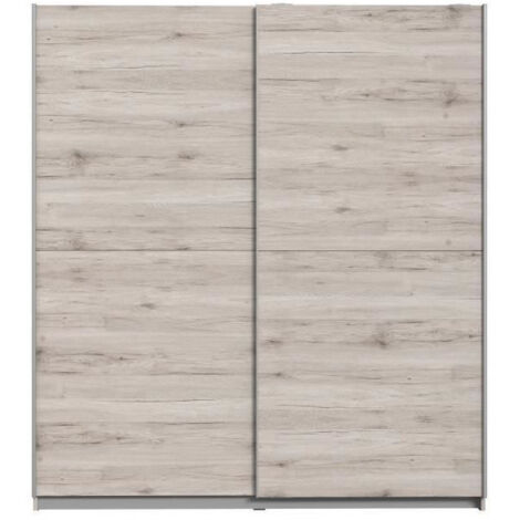 Armoire de chambre ULOS 170,3 cm – 2 portes avec tringle et tablettes – Panneaux de particules décor chêne cendré clair – Style contemporain – Finlandek