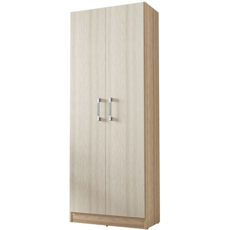 Armoire 2 portes coulissantes L.120 cm OZZULA imitation chêne et