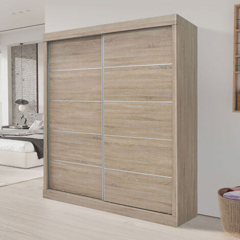 Armoire 2 portes coulissantes 182,5x52,5x197,5 cm décor chêne - MIKE