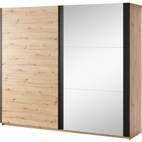 Armoire 2 portes coulissantes 250x66x218 cm décor chêne - YLIES