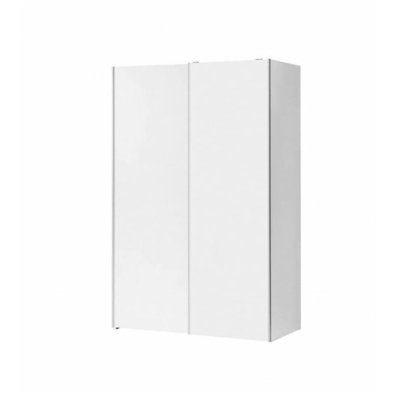 Meubletmoi - Armoire 2 portes coulissantes 2 tablettes bois blanc - MARSO - Blanc
