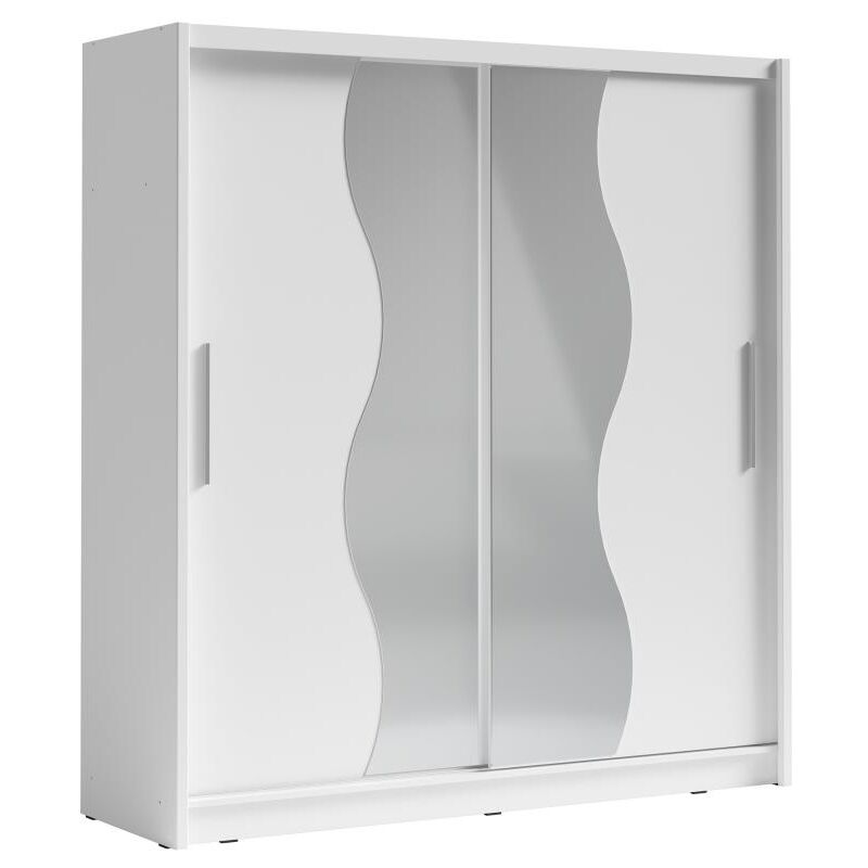 Vente-unique - Armoire 2 portes coulissantes - Avec miroir - L200 cm - Blanc - argonio