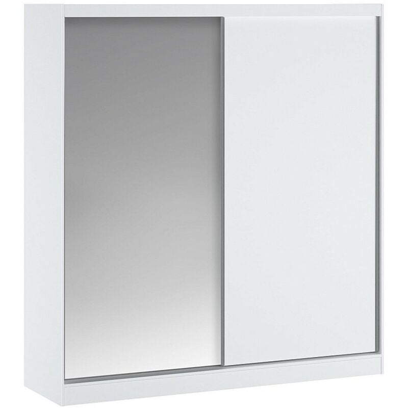 Vente-unique - Armoire 2 portes coulissantes - Avec miroir - L200 cm - Blanc - ochira