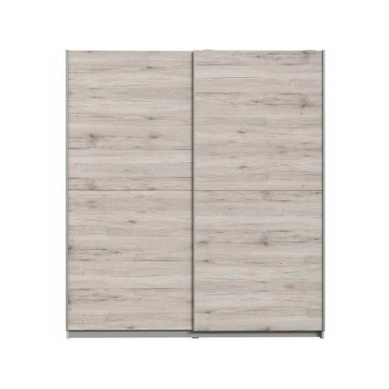 Sans Marque - Armoire 2 portes coulissantes - Panneaux de particules - Décor chene cendré clair - l 170,3 x p 61,2 x h 190,5 cm - ulos
