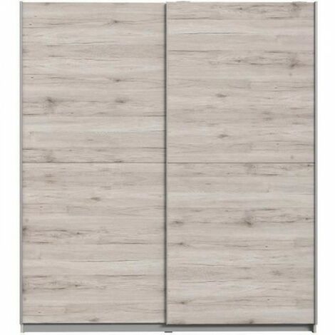 Armoire 2 portes coulissantes - Panneaux de particules - Décor chene cendré clair - L 170,3 x P 61,2 x H 190,5 cm - ULOS
