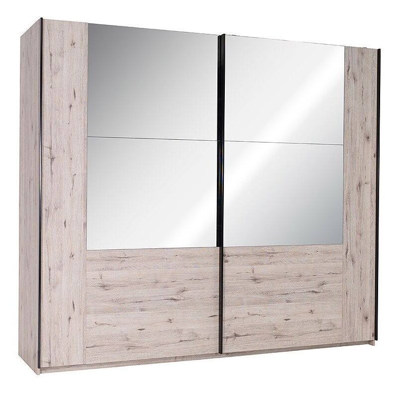 Armoire 2 portes coulissantes RICCARDO. Miroirs LED - Marron