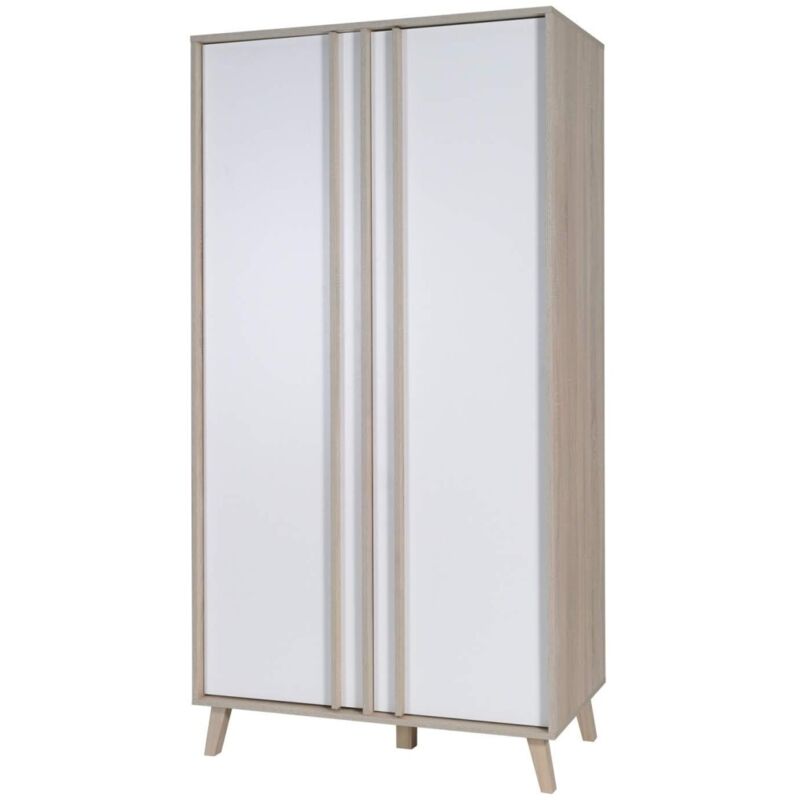 Armoire 2 portes de la collection MALMO. Meuble design type SCANDINAVE. - Blanc