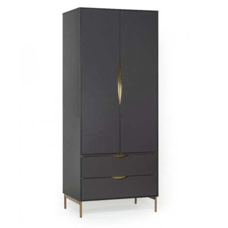 Armoire 2 Portes Design "Kobe" 195cm Gris