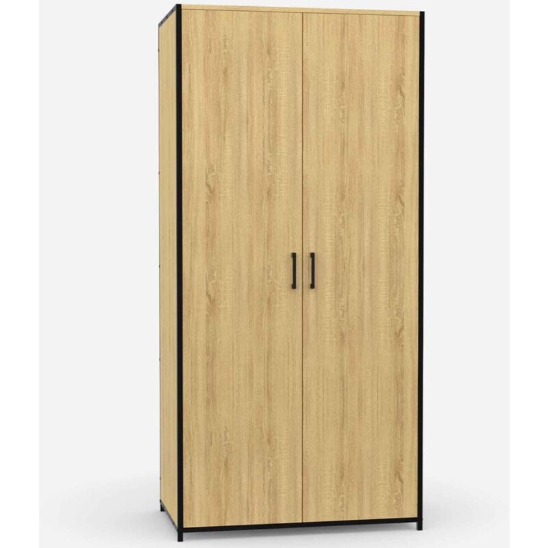 Idmarket - Armoire 2 portes detroit penderie 80 cm avec étagères rangement maxi capacité