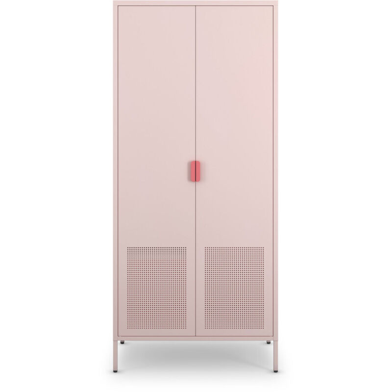 Armoire 2 portes en métal H180cm - Rose blush - Adel