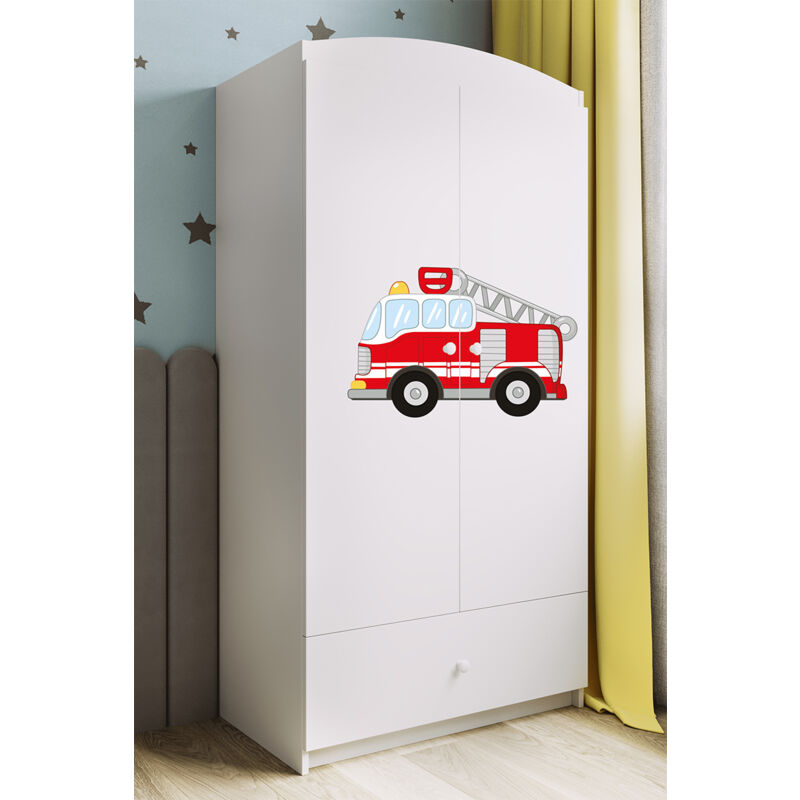 Armoire 2 portes 1 tiroir Kocot Kids Babydream Pompier - Blanc