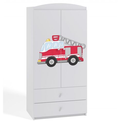 Armoire 2 portes enfant camion de pompier Drimy