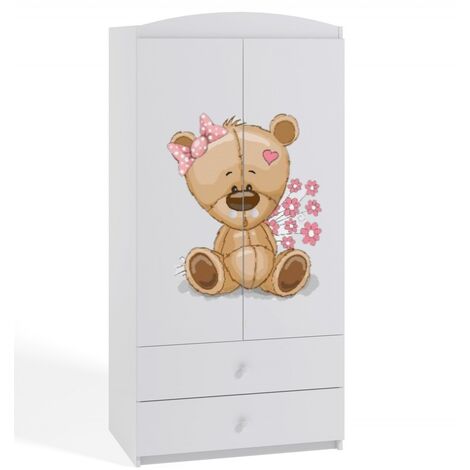 Armoire 2 portes enfant ourson et fleurs Drimy