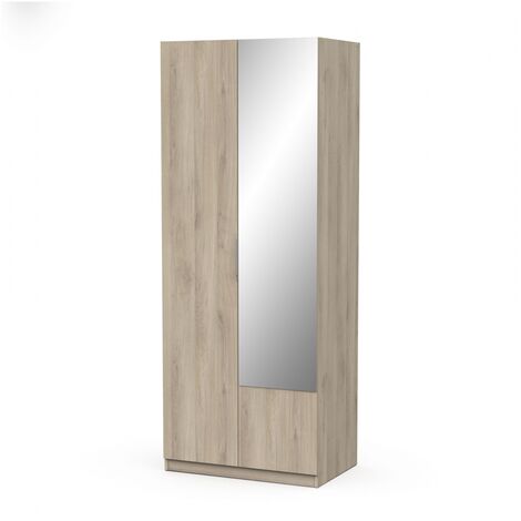 BEFARA ARMOIRE 2 PORTES ET MIROIR DANIELLE - Chêne
